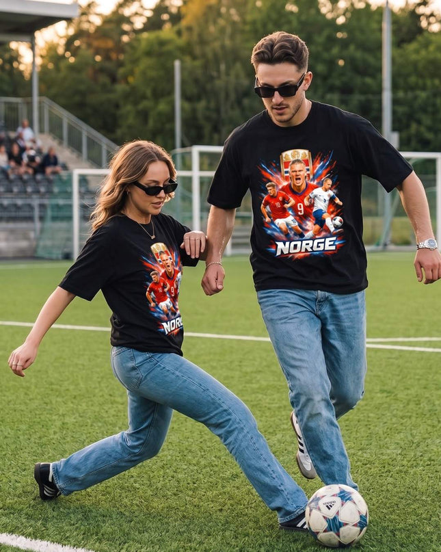 T-Shirt Unisexe Fan Erling Haaland #9 Norvège NFF Équipe Football Coupe du Monde 2026