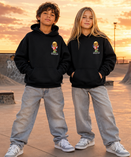 Lamine Yamal Trophy Kiss Black & White Portrait Kids Fan Hoodie
