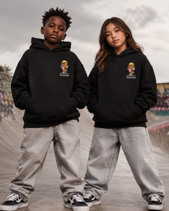 Neymar Junior Brazil Bold Arch Collage Kids Fan Hoodie