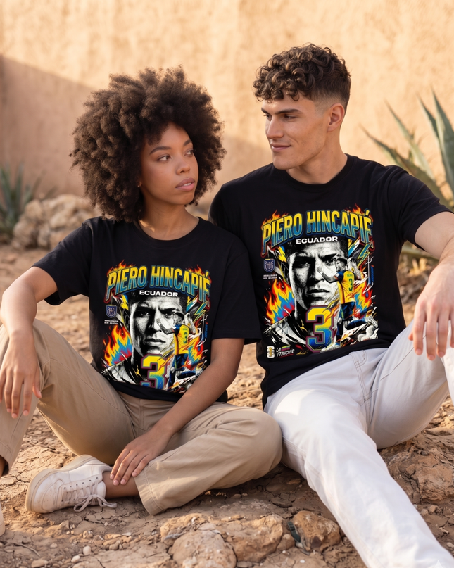 T-Shirt Unisexe Fan Piero Hincapié #3 Équateur La Tricolor Coupe du Monde de Football 2026