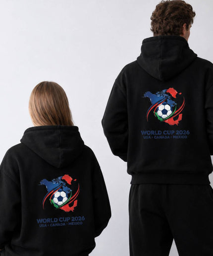 World Cup 2026 USA Canada Mexico Crest Map Unisex Fan Hoodie