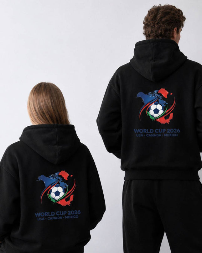 World Cup 2026 USA Canada Mexico Crest Map Unisex Fan Hoodie
