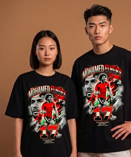 T-shirt Fan Unisexe Mohamed Elneny #17 Fierté Nationale Égypte Coupe du Monde de Football 2026