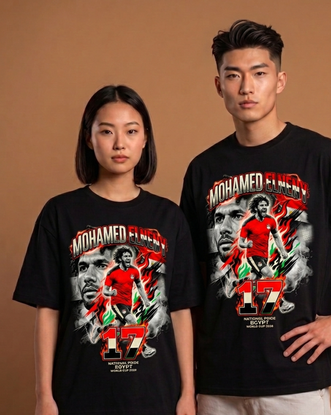 T-shirt Fan Unisexe Mohamed Elneny #17 Fierté Nationale Égypte Coupe du Monde de Football 2026