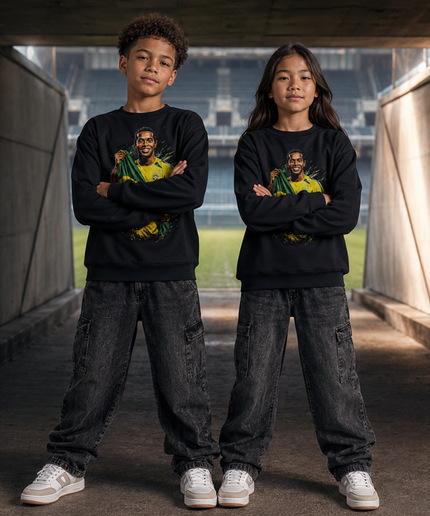 Ronaldinho Brésil #11 Baiser de la Coupe du Monde Peinture Dorée Éclaboussée Enfants Ventilateur Col Rond