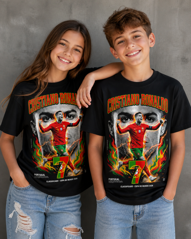 Cristiano Ronaldo Portugal #7 Classificado Copa do Mundo 2026 Kids Fan T-Shirt