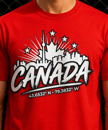 Canada Toronto Skyline 43.6532° N · 79.3832° W Kids Fan T-Shirt