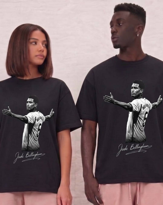 T-shirt unisexe fan Jude Bellingham #5 Angleterre Légende Signature Graphisme double