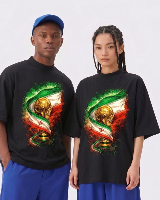 Iran World Cup Trophy Flag Fire Soccer World Cup 2026 Unisex Fan T-Shirt