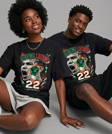 T-shirt de supporter unisexe Hirving Lozano #22 Mexique pour la Coupe du Monde de Football 2026