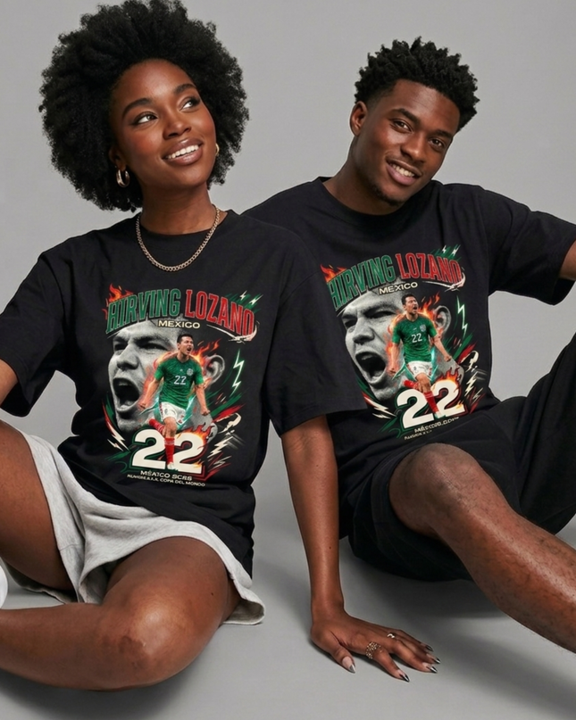 T-shirt de supporter unisexe Hirving Lozano #22 Mexique pour la Coupe du Monde de Football 2026