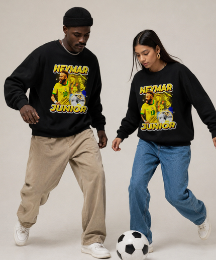 Neymar Jr Brazil Seleção Yellow Gold Glitter Lifestyle Collage Unisex Fan Crewneck