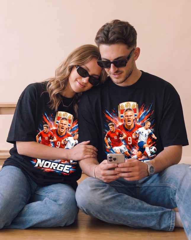 T-Shirt Unisexe Fan Erling Haaland #9 Norvège NFF Équipe Football Coupe du Monde 2026