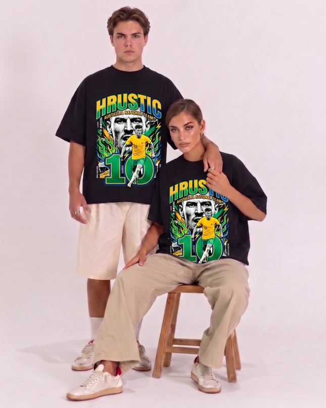 T-shirt Unisexe Fan Coupe du Monde de Football 2026 de l'Équipe Nationale d'Australie Ajdin Hrustic #10