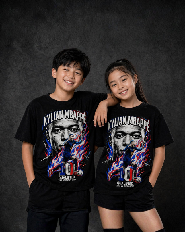 Kylian Mbappé France #10 T-Shirt Enfant Fan Qualifié Coupe du Monde 2026