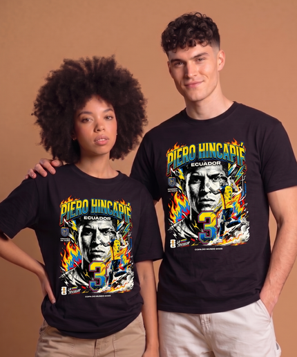 T-Shirt Unisexe Fan Piero Hincapié #3 Équateur La Tricolor Coupe du Monde de Football 2026