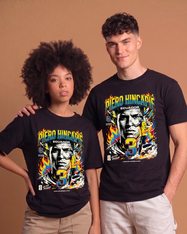 T-Shirt Unisexe Fan Piero Hincapié #3 Équateur La Tricolor Coupe du Monde de Football 2026