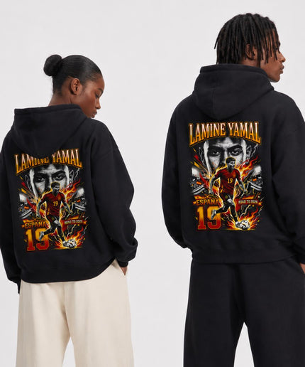 Lamine Yamal #19 Espana Road to 2026 Fire Art Unisex Fan Hoodie