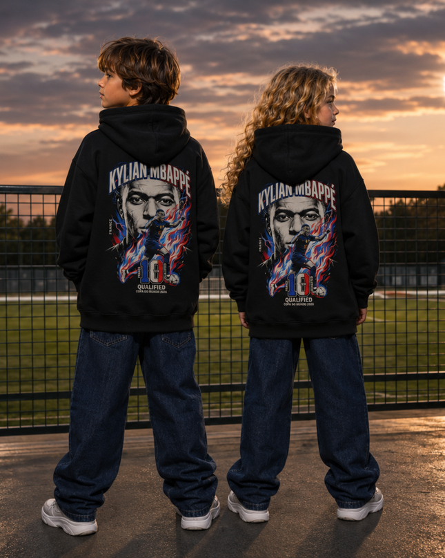 Kylian Mbappé France #10 Qualified World Cup 2026 Kids Fan Hoodie