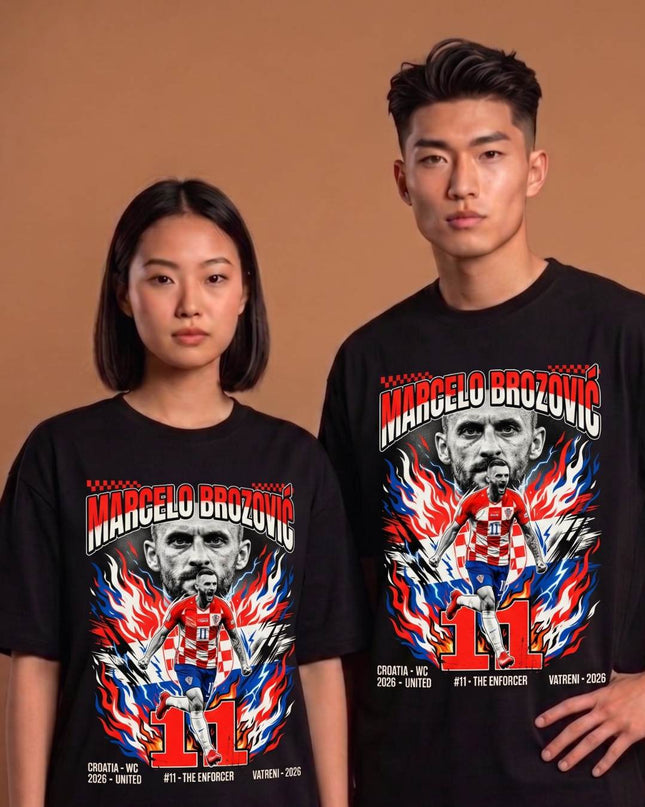Marcelo Brozović #11 Croatie Vatreni Le Gendarme T-Shirt Unisexe Fan Coupe du Monde de Football 2026