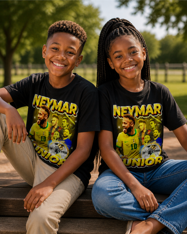 Neymar Junior Brazil Gold Collage Kids Fan T-Shirt