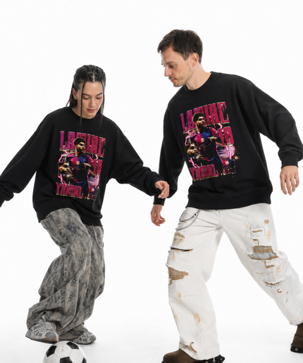Lamine Yamal Barcelona Pink Lightning Bootleg Unisex Fan Crewneck