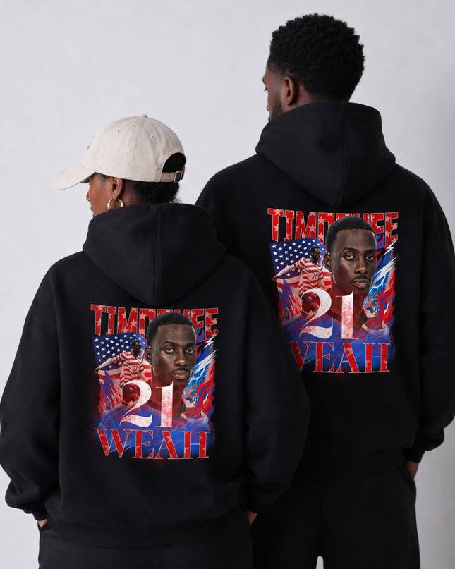 Timothee Weah USA #21 Red White Blue Vintage Bootleg Unisex Fan Hoodie