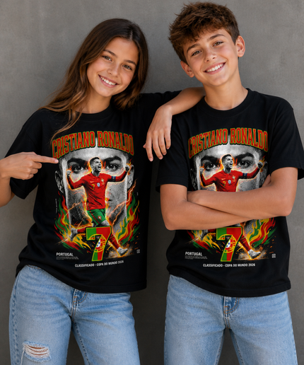 T-shirt enfant fan Cristiano Ronaldo Portugal #7 Qualifié Coupe du Monde 2026