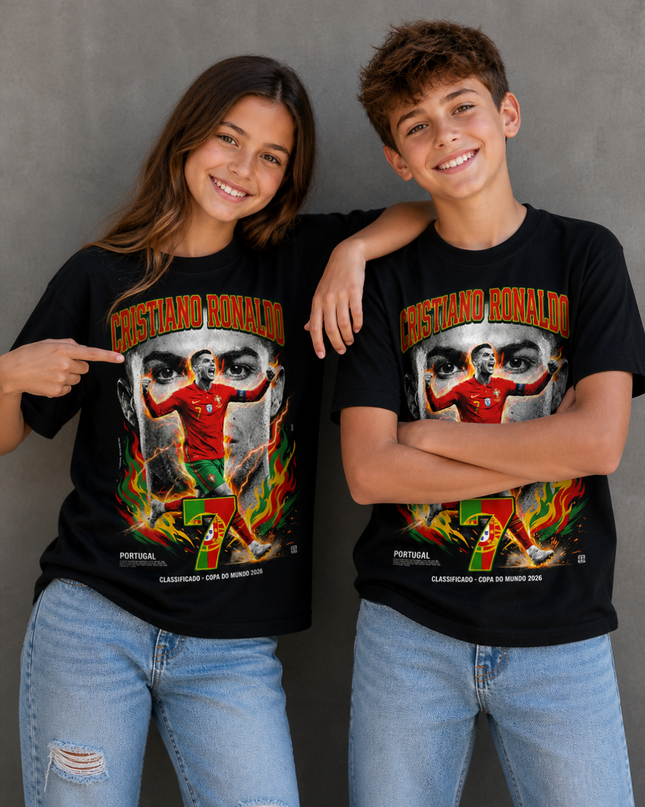 Cristiano Ronaldo Portugal #7 Classificado Copa do Mundo 2026 Kids Fan T-Shirt