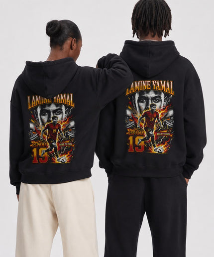 Lamine Yamal #19 Espana Road to 2026 Fire Art Unisex Fan Hoodie
