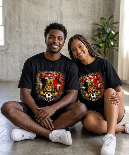 T-shirt unisexe fan Coupe du monde de football Belgique 2026 Lion d'or Blason
