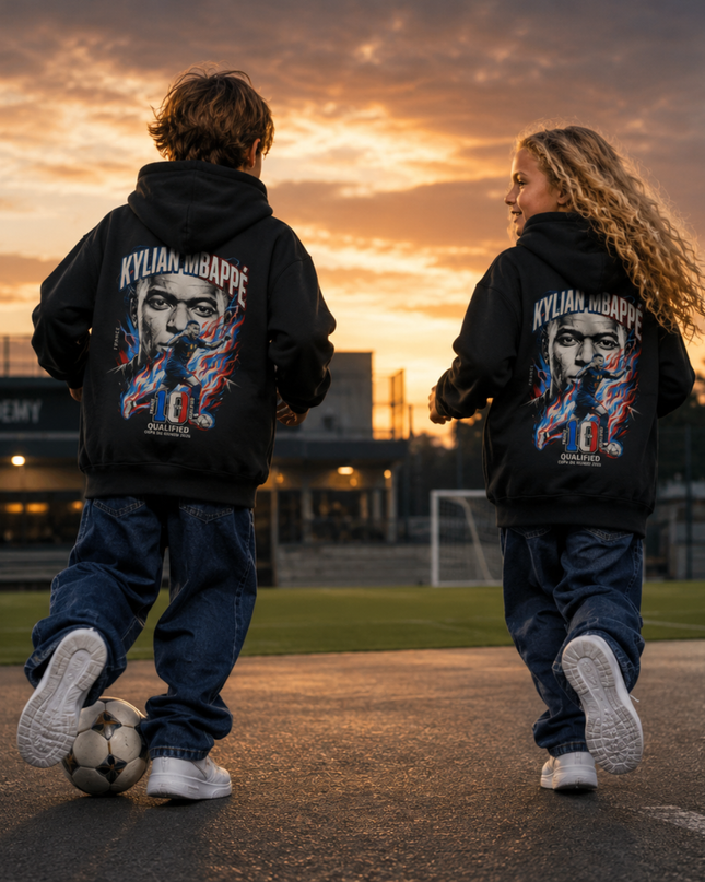 Kylian Mbappé France #10 Qualified World Cup 2026 Kids Fan Hoodie