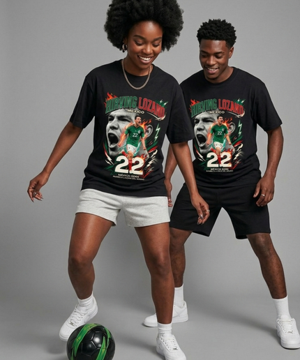 T-shirt de supporter unisexe Hirving Lozano #22 Mexique pour la Coupe du Monde de Football 2026