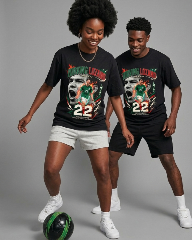 T-shirt de supporter unisexe Hirving Lozano #22 Mexique pour la Coupe du Monde de Football 2026