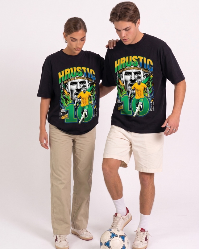 T-shirt Unisexe Fan Coupe du Monde de Football 2026 de l'Équipe Nationale d'Australie Ajdin Hrustic #10