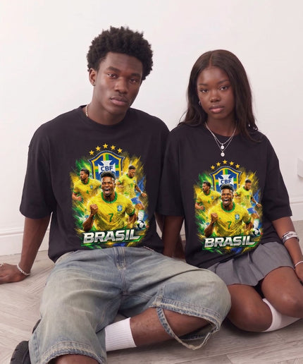 T-Shirt Unisexe Fan Vinicius Junior #7 Brésil Équipe CBF Coupe du Monde 2026 Football