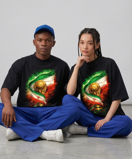 T-shirt unisexe pour fans de la Coupe du Monde de Football 2026 Drapeau Trophée Coupe du Monde Iran