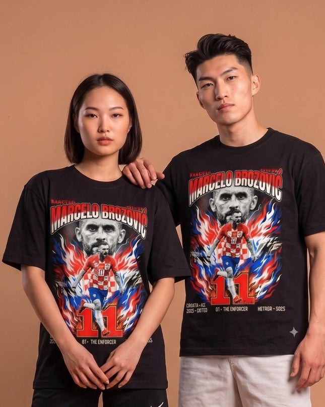Marcelo Brozović #11 Croatie Vatreni Le Gendarme T-Shirt Unisexe Fan Coupe du Monde de Football 2026