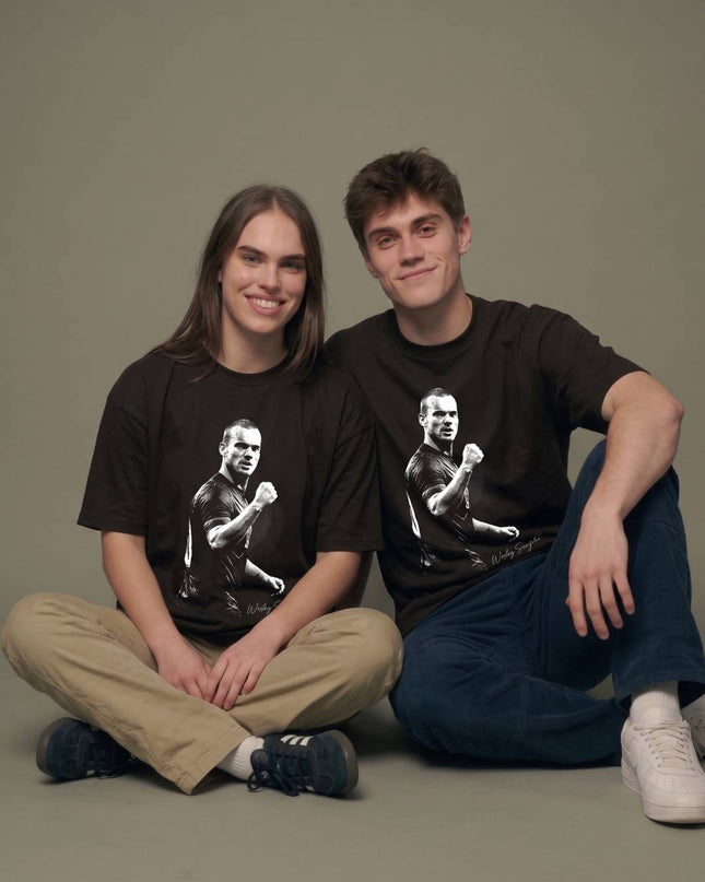 T-shirt Unisexe de Fan Wesley Sneijder Légende des Pays-Bas Signature Poing Levée Célébration