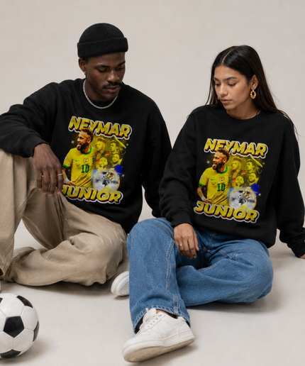 Neymar Jr Brazil Seleção Yellow Gold Glitter Lifestyle Collage Unisex Fan Crewneck