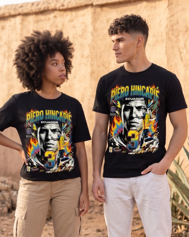 T-Shirt Unisexe Fan Piero Hincapié #3 Équateur La Tricolor Coupe du Monde de Football 2026