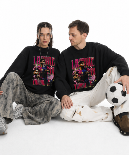 Lamine Yamal Barcelona Pink Lightning Bootleg Unisex Fan Crewneck