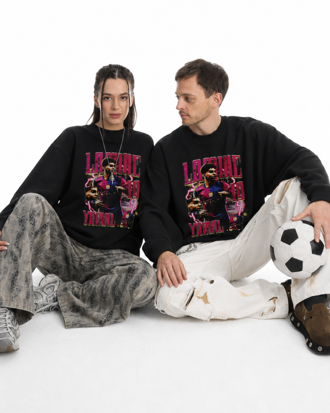 Lamine Yamal Barcelona Pink Lightning Bootleg Unisex Fan Crewneck