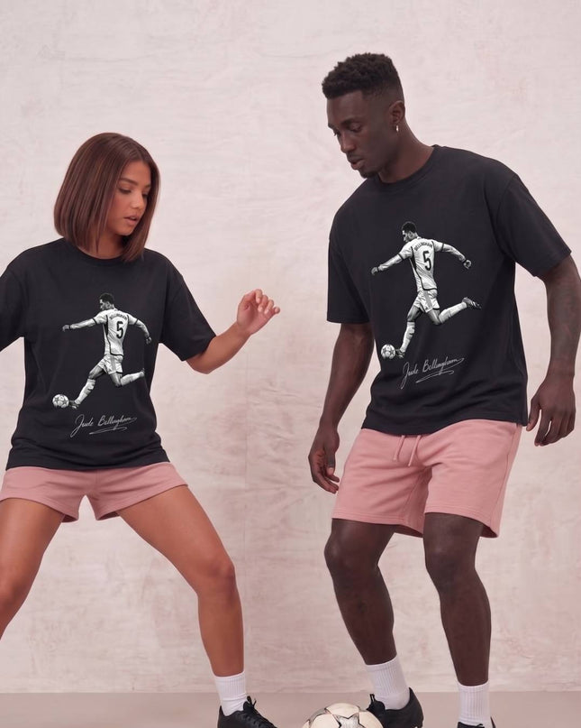 T-shirt unisexe fan Jude Bellingham #5 Angleterre Légende Signature Graphisme double