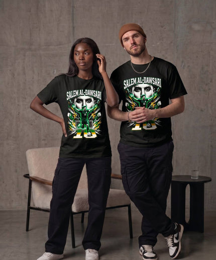 T-shirt unisexe Salem Al-Dawsari #10 Arabie Saoudite Coupe du Monde de Football 2026 pour les fans