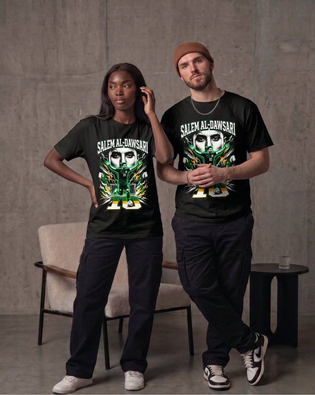 T-shirt unisexe Salem Al-Dawsari #10 Arabie Saoudite Coupe du Monde de Football 2026 pour les fans