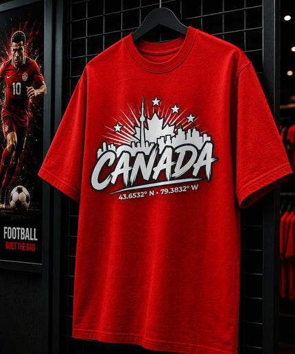 Canada Toronto Skyline 43.6532° N · 79.3832° W Kids Fan T-Shirt