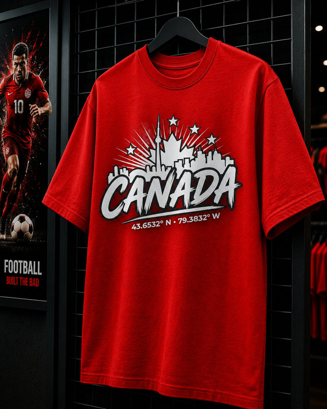 Canada Toronto Skyline 43.6532° N · 79.3832° W Unisex Fan T-Shirt