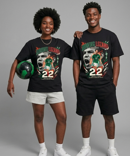 T-shirt de supporter unisexe Hirving Lozano #22 Mexique pour la Coupe du Monde de Football 2026