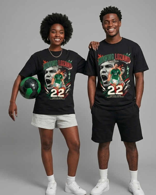 T-shirt de supporter unisexe Hirving Lozano #22 Mexique pour la Coupe du Monde de Football 2026